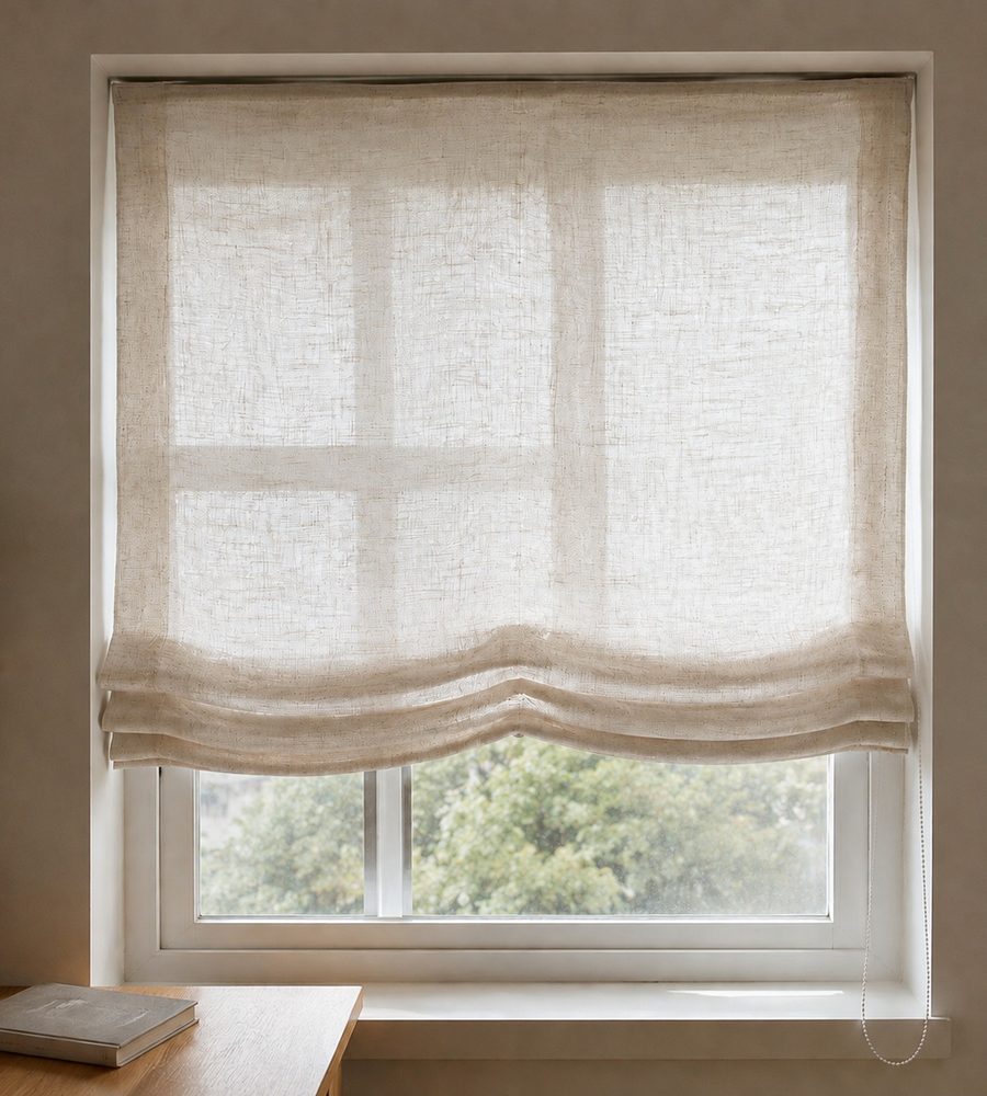 Soft Roman shade with a relaxed drape